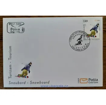 Sběratelství Černá Hora FDC 416 turistika, snowboard, r. 2018