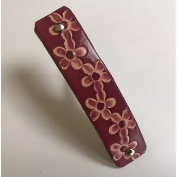 Kožená spona do vlasů - Kytky (MOŽNOST VÍCE BAREVNÝCH VARIANT / Leather hair clip Flowers)