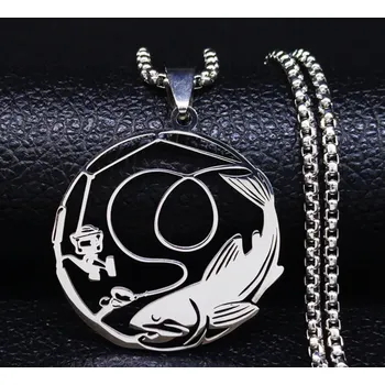 Náhrdelník B-TOP Rybářský nerezový náhrdelník s přívěskem Rybolov