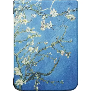 Pouzdro na čtečku elektronické knihy Origami Durable Lock ODL-107 pouzdro pro Pocketbook 616 / 617 / 618 / 627 / 628 / 632 / 633 - motiv Blue Garden, stojánek, magnet + BONUSY