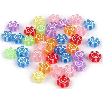 Plastové korálky květ Ø11 mm 10 g - 1 mix - transparent