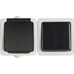 Lustrový vypínač + zásuvka se záslepkou horizontální TEKNO Černá *25359