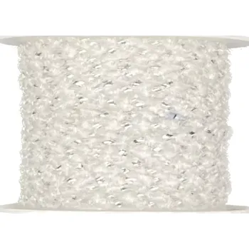 Stuha Provázek kroucený KORDEL bílý stříbrná nit 3mm x 3m (5,- Kč/m) (Provázek kroucený, atlasový bílý, stříbrnátá nit )
