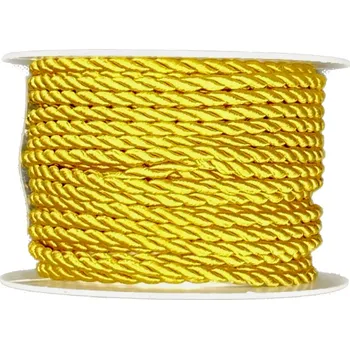 Stuha Provázek kroucený TwistCord Matte Gold zlatý matný 3mm x 4m (6,- Kč/m) (Provázek dekorační, atlasový, kroucený, zlatý matný)