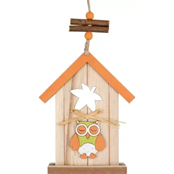 Dřevěná budka na zavěšení oranžová 15 cm 5157