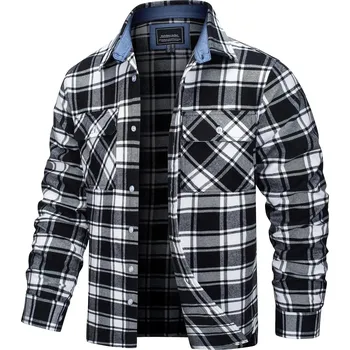 Pánská softshellová bunda Pánská kostkovaná košile Flannel vícebarevná Barva: Černá, Velikost: S