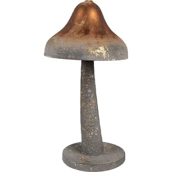 Bytová dekorace Šedo-měděná plechová dekorace houba - Ø 14*27 cm