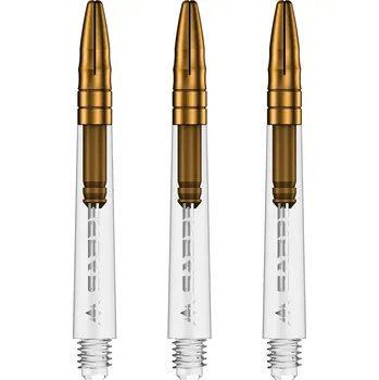 Mission násadky na šipky Sabre, zlatý top, průhledné Délka násadky: 44 mm