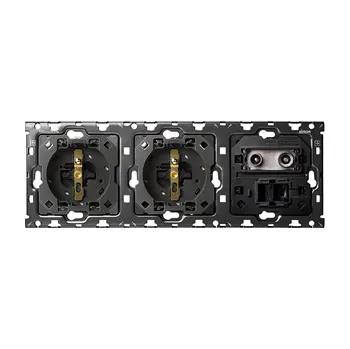 Elektrická zásuvka Simon 100 10010316-039 Sestava 3 násobná: 2 zásuvky + 1 TV koncová + 1 RJ45 kat.6