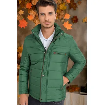 Pánský zimní kabát M8625 DEWBERRY PÁNSKÝ KABÁT - JEDNODUCHÝ ZELENÝ dewberry zelená 2580430