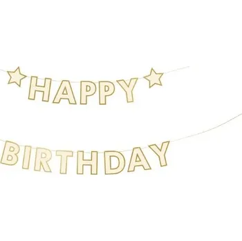 Vlajka Party nápis Happy Birthday hvězdy 220 x 14,5 cm