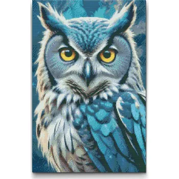 Diamantové malování Diamantové malování - Sova v odstínech tmavě tyrkysové Velikost: 40x60cm, Rámování: Pouze srolované plátno, Diamanty: Kulaté