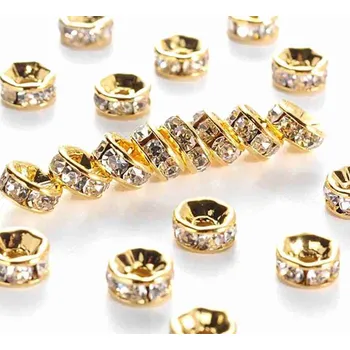 Dětské navlékací korálky Pro Háčkování Rondelka štrasová 8 mm zlatá