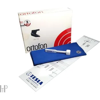 Příslušenství pro gramofon Ortofon OM 5E + Tesla Analog Set - Set přenosky, kartáčku, nastavovací šablony a utěrky