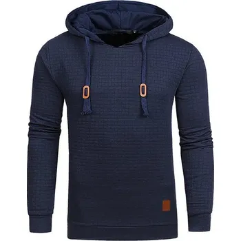 Pánský svetr Pánská svetr s kapucí vzor kostkovaný Barva: Tmavě Modrá, Velikost: M