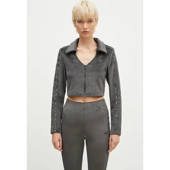 Dámská mikina Mikina adidas Originals Femme Galore Rib Cardigan dámská, šedá barva, s aplikací, JN3019, S, 90X