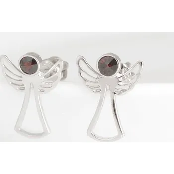 Náušnice Stříbrné naušnice pecičky andílci s českými granáty STNAU1927F