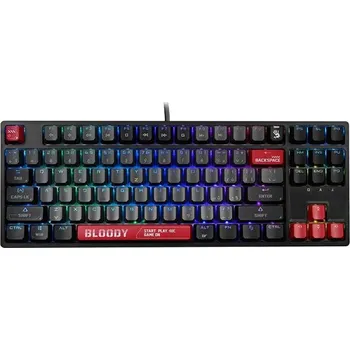 Klávesnice A4tech Bloody S87 mechanická herní klávesnice TKL, Red Switch, USB, CZ, černá/červená