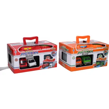 autíčko Stanice přenosná se 2 kovovými auty 24x15,5x12,5 cm