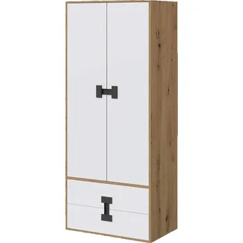 Šatní skříň Dvoudvěrová šatní skříň Tikrote 80 TE01, Barva: dub artisan / bílý MIRJAN 5903211149108