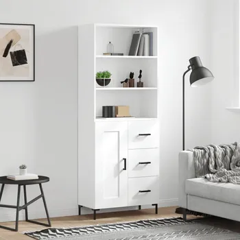 přebalovací pult a komoda Petrashop Skříň highboard bílá 69,5 x 34 x 180 cm kompozitní dřevo Bílá3190021