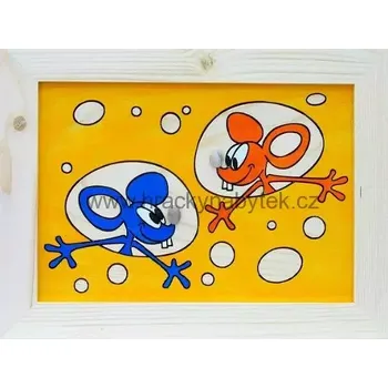 Ručně malovaný dřevěný obrázek Myši 25 x 33 cm