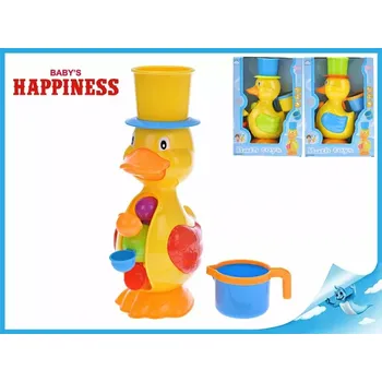 Hračka pro nejmenší Kačenka 28c m s mlýnkem na vodu Baby's Happiness 3barvy 12m+ v krabičce
