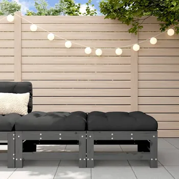 Zahradní pohovka Petrashop Zahradní podnožky s poduškami 2 ks šedé masivní borové dřevo Šedá825697