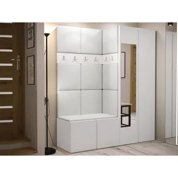 Předsíňová stěna Předsíň Tavasz XII, Barva: bílá, Barva látek:: ekokůže Soft 017 (bíla) MIRJAN 5903211138102