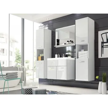 Koupelnový nábytek Floryna XL, Barva: bílá / bílý lesk, Sifon k umyvadlu: ne, Baterie: bez baterie MIRJAN 5902928314182