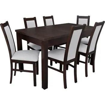 Jidelní set pro 6 osob - RK051, Barva dřeva: ořech, Potah: Lawa 02 MIRJAN 5902928954371