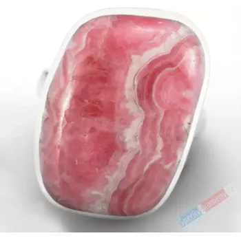 Prsten Stříbrný prsten (Ag 925/1000) s rodochrozitem QA, vel. kamene cca 26 x 19 mm, "růže pro princeznu" (RCH1573R)