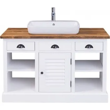 Koupelnový nábytek Koupelnová skříňka pro umyvadlo Lisi 666 - bílá/hnědá