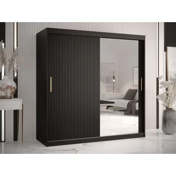 Šatní skříň Šatní skříň se zrcadlem Towiro Slim 2 180, Barva: černá MIRJAN 5903211199387