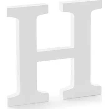 PartyDeco H - velké dřevěné písmeno bílé 21 x 20 cm - svatební písmena