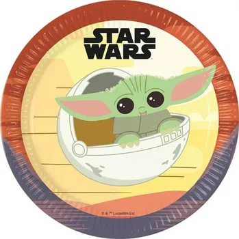 Karnevalový kostým Papírové talířky - Baby Yoda, 8 kusů