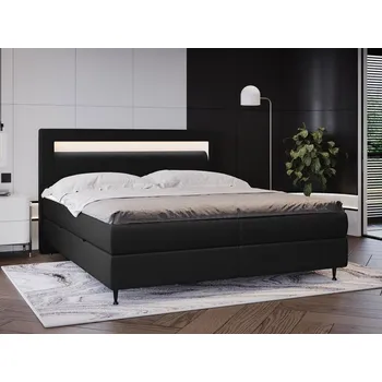 Ložnice Kontinentální postel s osvětlením Eurybia, Rozměr postele: 140 x 200 cm, Potah: Ekokůže Soft 011 (černá) MIRJAN 5903211294396
