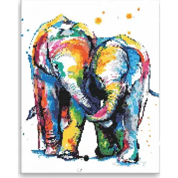 Diamantové malování Diamantové malování - Sloní pár - 40x50 cm, bez dřevěného rámu - CZ výroba