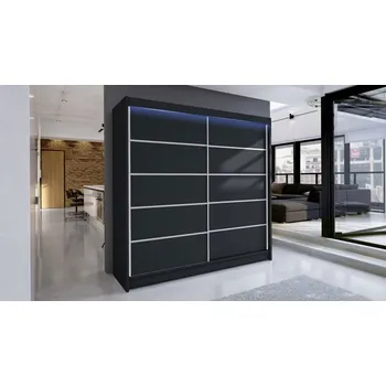 Šatní skříň Posuvná skříň Bar IV, Barva: černá, Osvětlení: osvětlení LED RGB - barevné MIRJAN 5902928736366