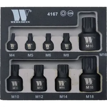 Gola hlavice Hlavice zástrčné XZN, M4-M18, extra krátké, sada 9 dílů, Welzh (Welzh Werkzeug)