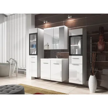 Koupelnový nábytek Nábytek do koupelny YUKO 2 - bílá / lesklá bílá + umyvadlo ZDARMA