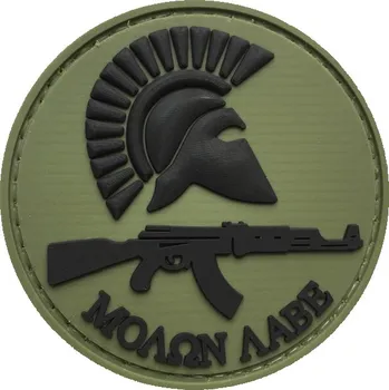 Nášivka WARAGOD nášivka Round Molon Labe with Rifle PVC Patch OD Green and Black