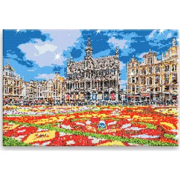 Diamantové malování Diamantové malování - Grand Place Brusel 02 - 60x40 cm, bez dřevěného rámu - CZ výroba
