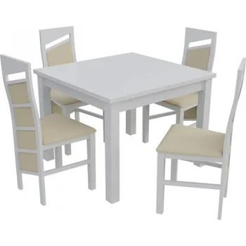 Nábytek Jídelní set pro 4 osoby - RK033, Barva dřeva: bílá, Potah: ekokůže Soft 018 MIRJAN 5902928432275