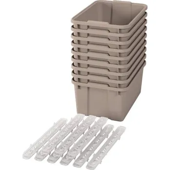 Úložný box Velké plastové boxy s pojezdy- OPTIMA- Béžové (9 ks.)