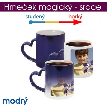 Hrneček magický - modrý srdce - s krabičkou +10Kč
