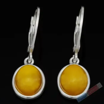 Náušnice Stříbrné náušnice (Ag 925/1000) s jantarem QA, oválky cca 12 mm, sytá žlutá barva, "dvě polední sluníčka" (JA5146U)