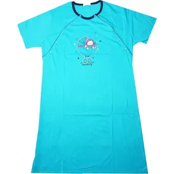 Dámské pyžamo DÁMSKÁ NOČNÍ KOŠILE tyrkysová Valerie DP2351 (Noční košile pro kojící maminky)