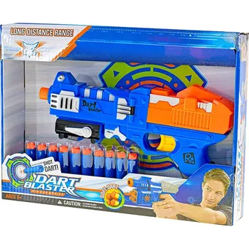 Pistole 25cm na natažení s pěnovými náboji 10ks a terčem v krabičce