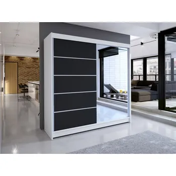 Nábytek Šatní skříň Bar III, Barva: bílá / černá, Osvětlení: bez osvětlení MIRJAN 5902928985207